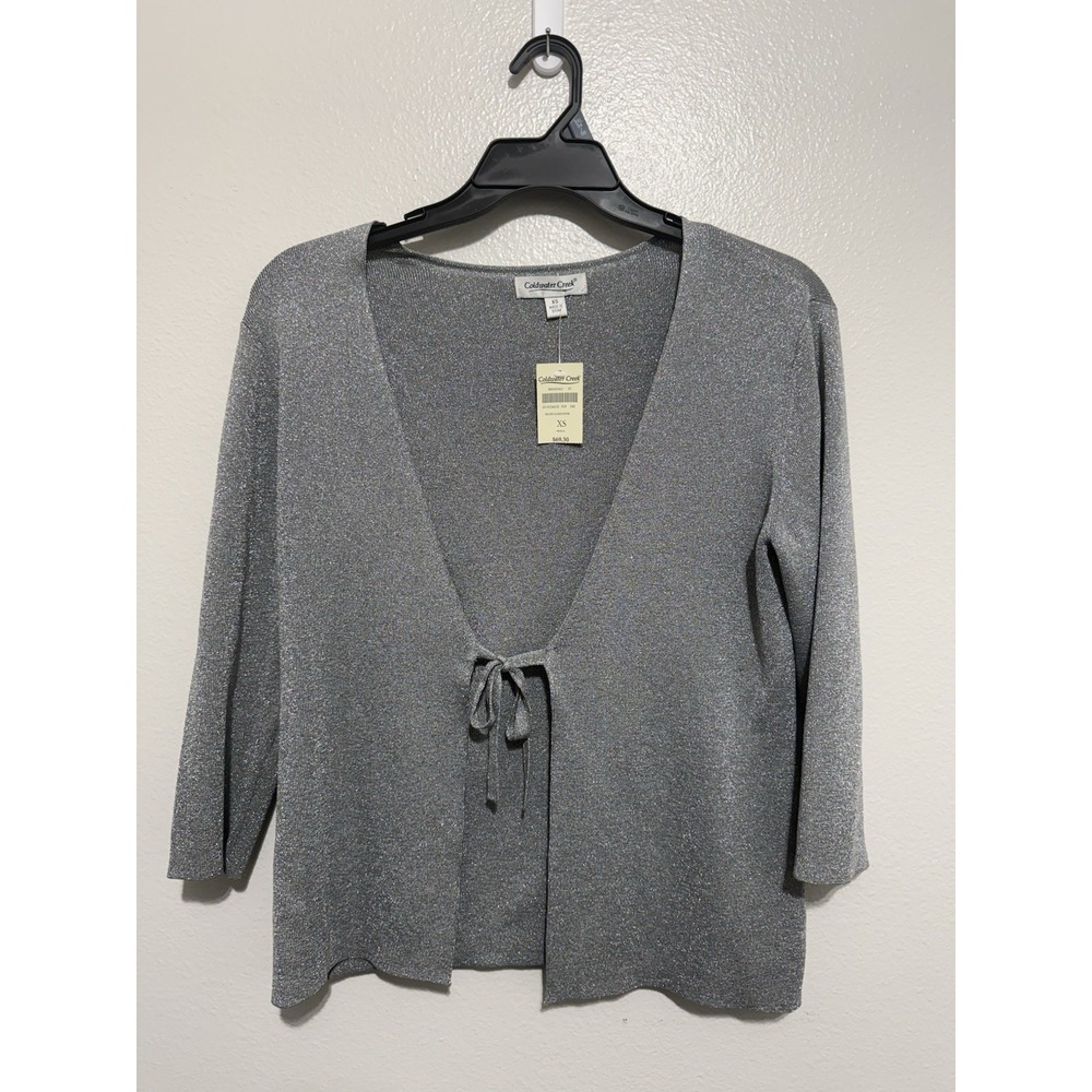 NWT Coldwater Creek Tie Front Lurex Women's Sweater Sz XS